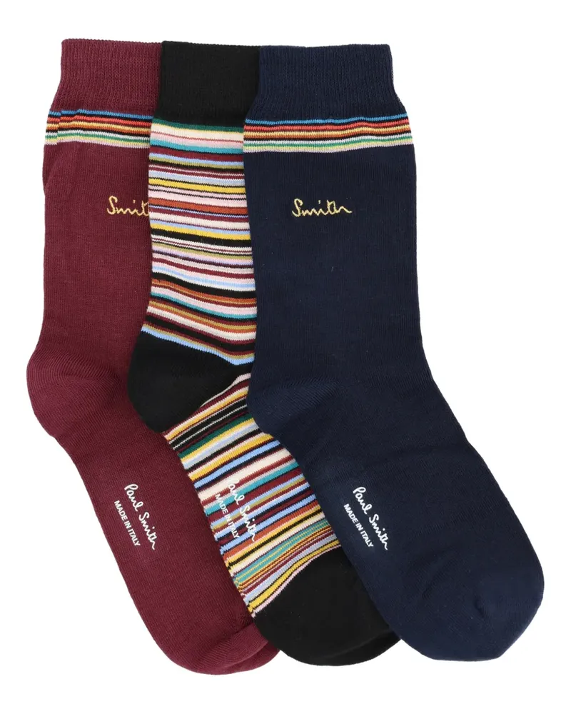 Paul Smith striped logo socks (pack of three) - Blau Blau