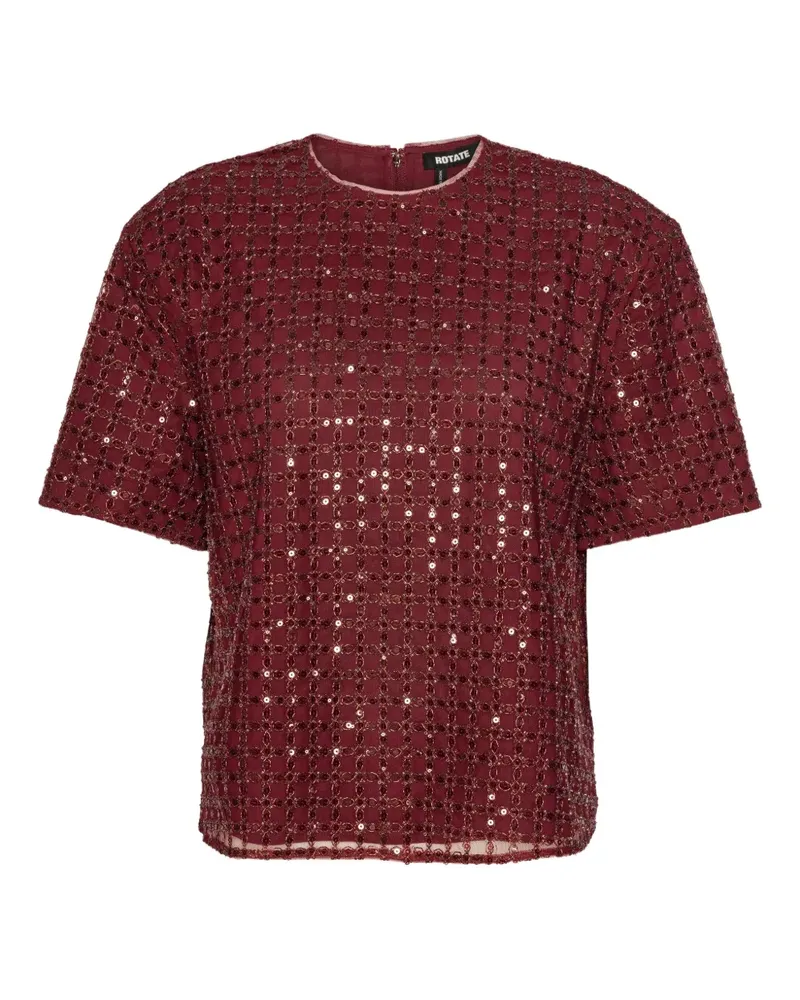 ROTATE Birger Christensen Oberteil mit Pailletten Rot