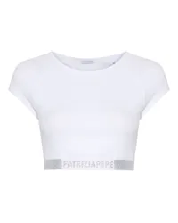 Patrizia Pepe Cropped-Top mit Kristallen Weiß