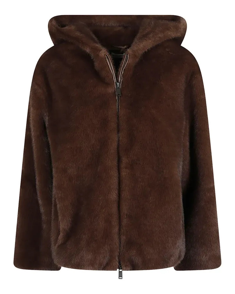 P.A.R.O.S.H. P.A.R.O H. Kapuzenjacke aus Faux Fur - Braun Braun