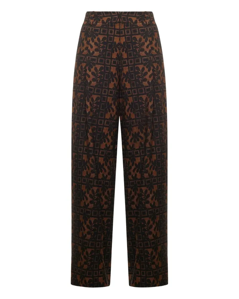 Pierre-Louis Mascia pleated-front floral-print trousers - Braun Braun