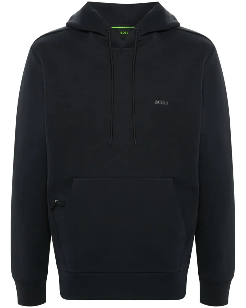 HUGO BOSS Hoodie mit gummiertem Logo - Blau Blau