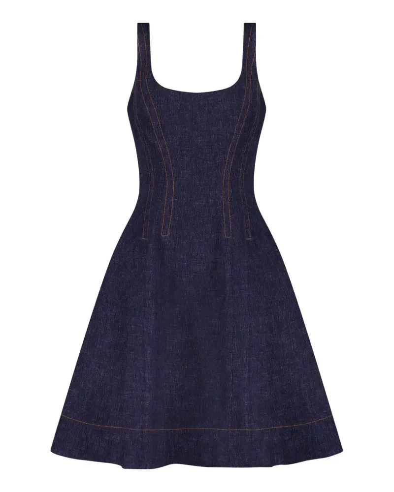 Lela Rose seamed denim dress - Blau Blau