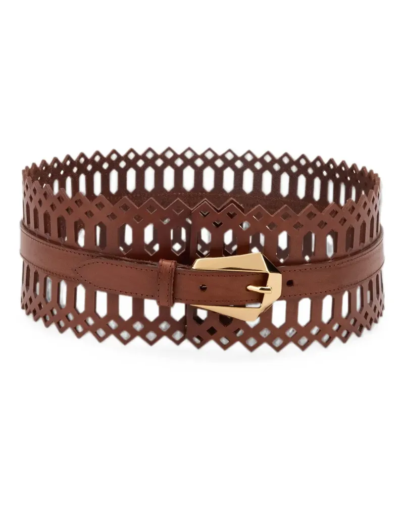 Alberta Ferretti perforated leather belt - Braun Braun