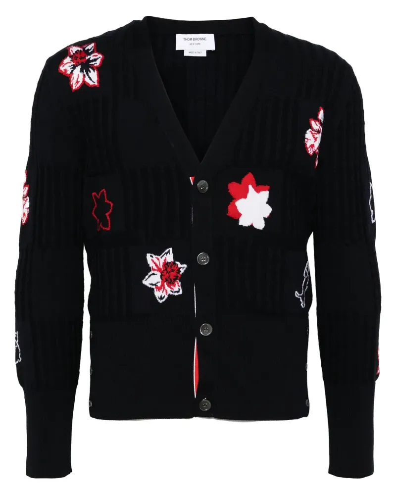 Thom Browne Cardigan mit V-Ausschnitt - 415 NAVY 415