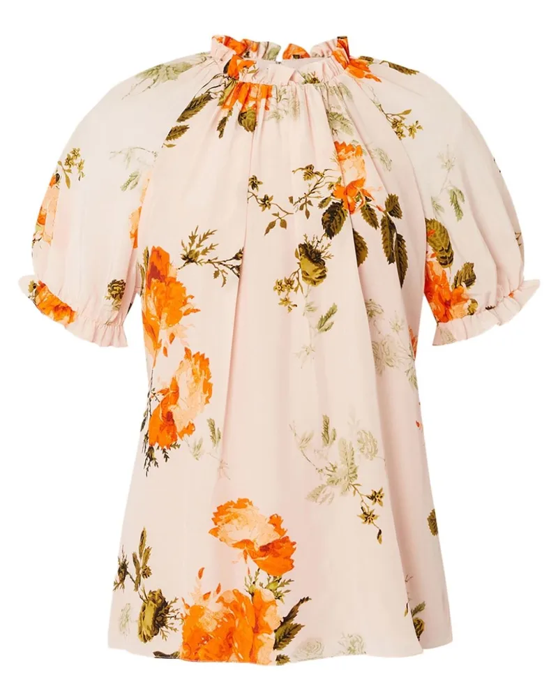 Erdem Seidenbluse mit Blumen-Print Rosa