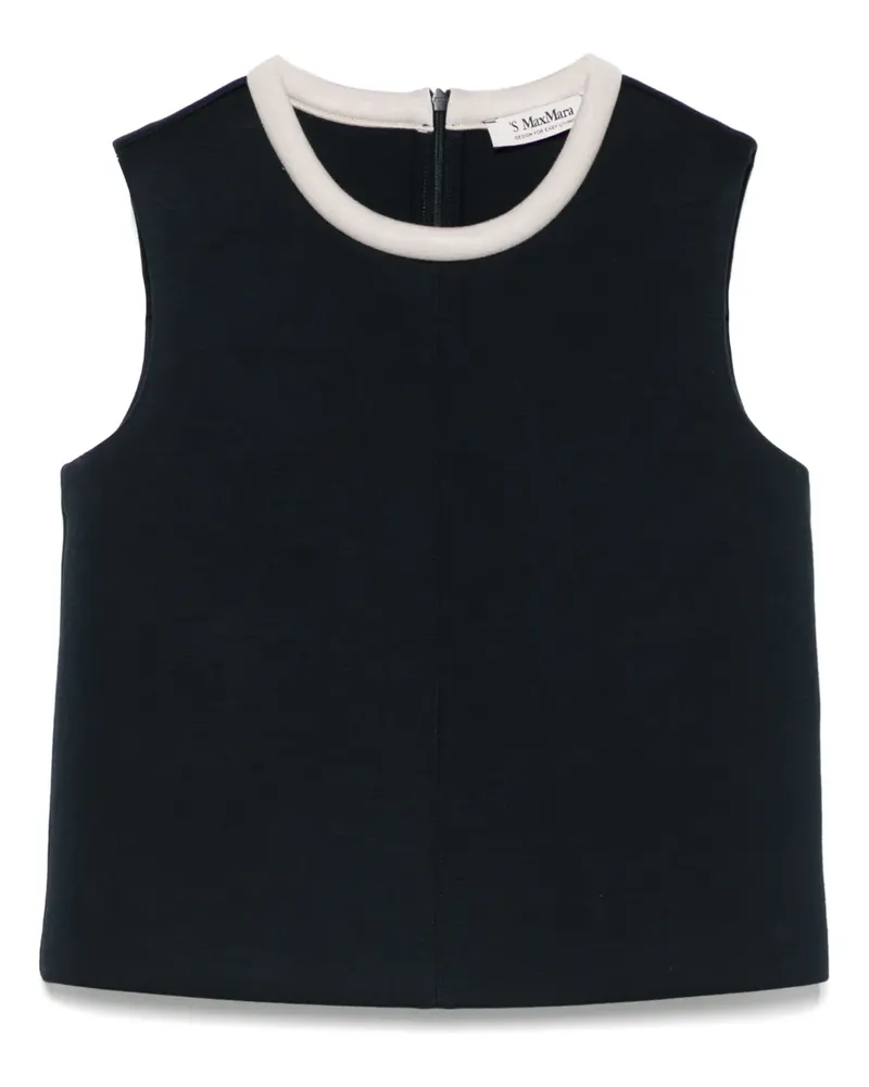 Max Mara Oberteil mit Kontrastborten - Blau Blau
