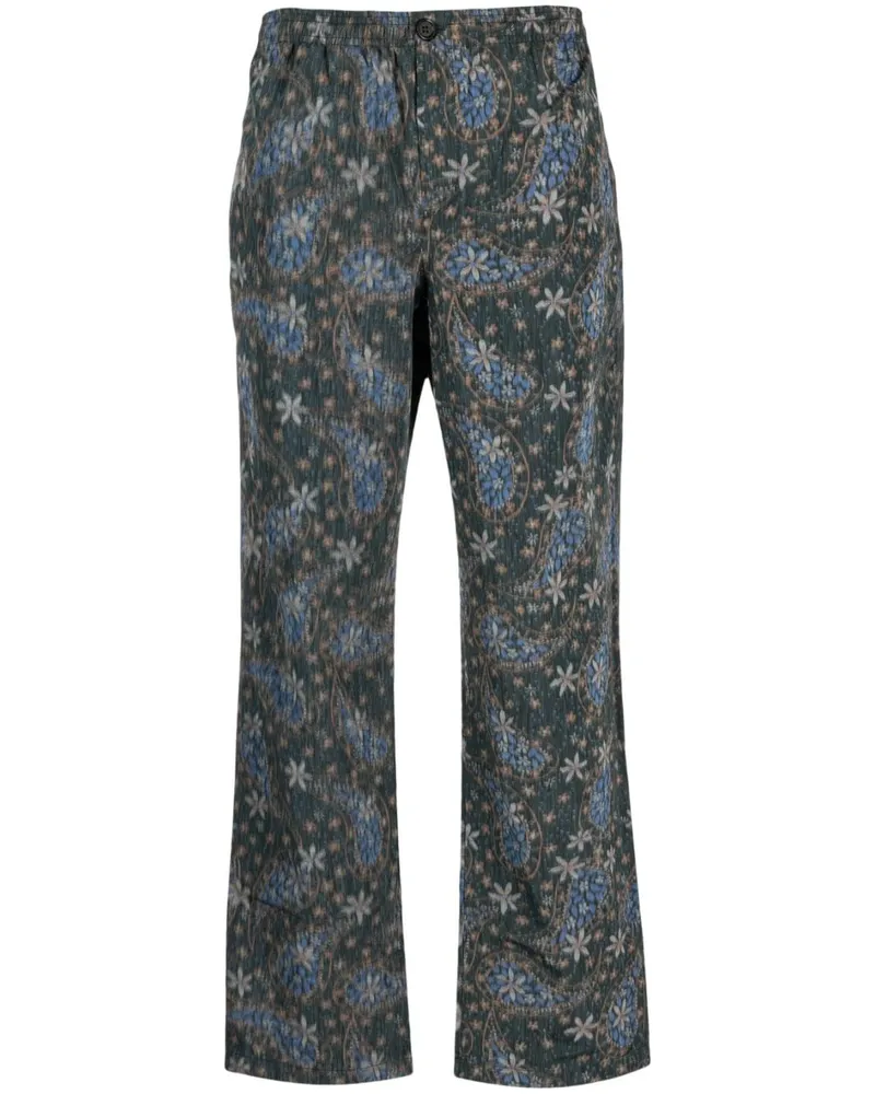 Soulland Hose mit blumigen Paisleymuster - Grün Grün