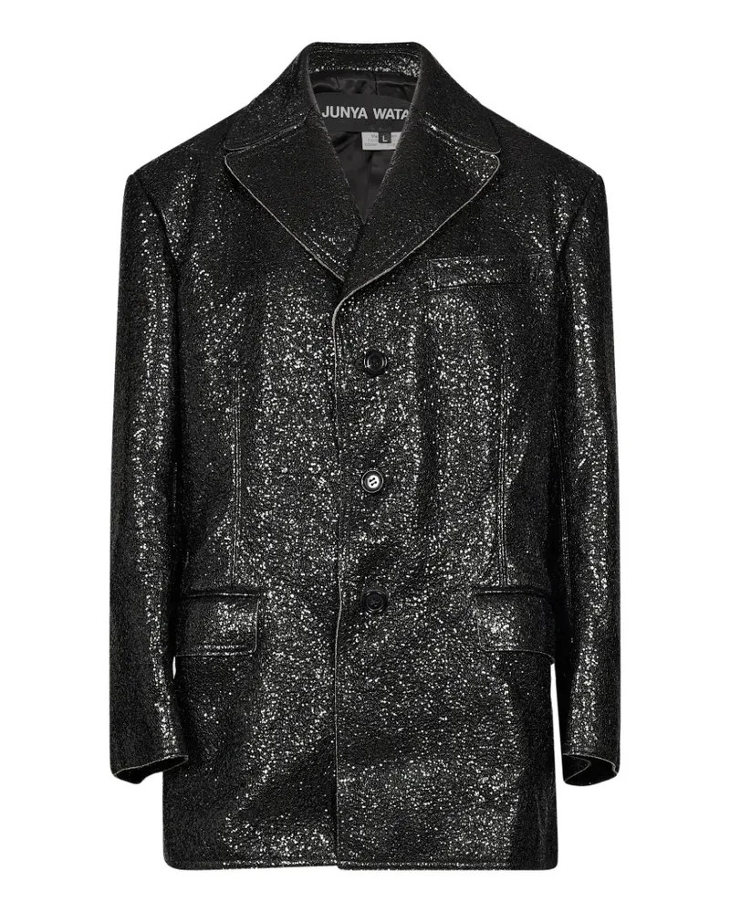 Junya Watanabe Einreihiger Mantel mit Glitter-Detail - Schwarz Schwarz