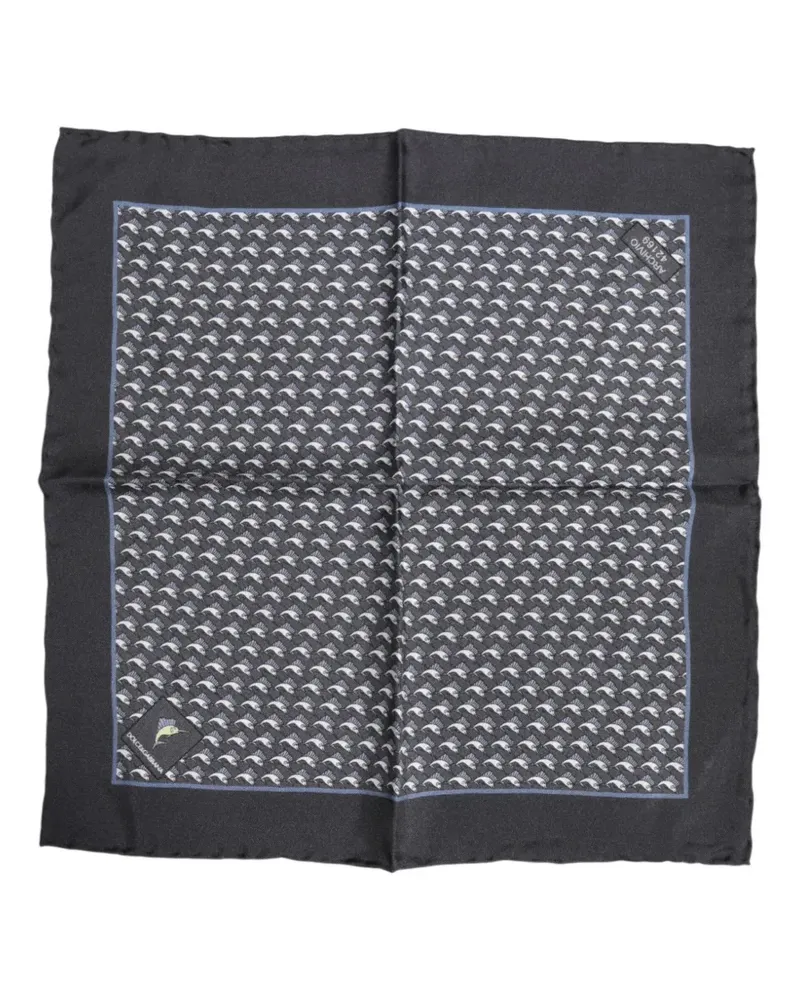 Dolce & Gabbana Einstecktuch aus Seide mit Fisch-Print - Schwarz Schwarz