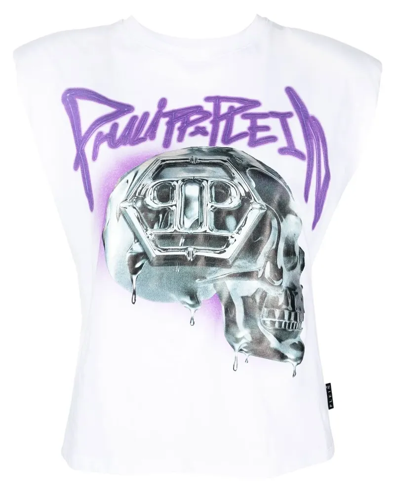 Philipp Plein Top mit Print - Weiß Weiß