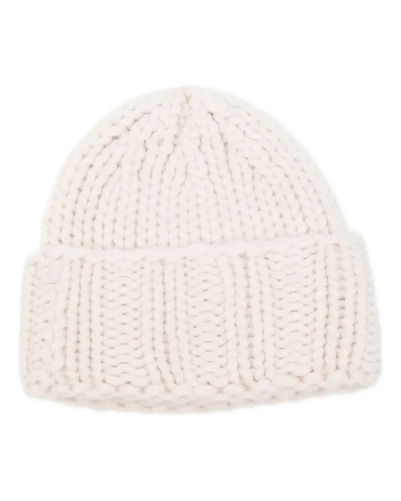 Liska Beanie aus geripptem Strick - Weiß Weiß