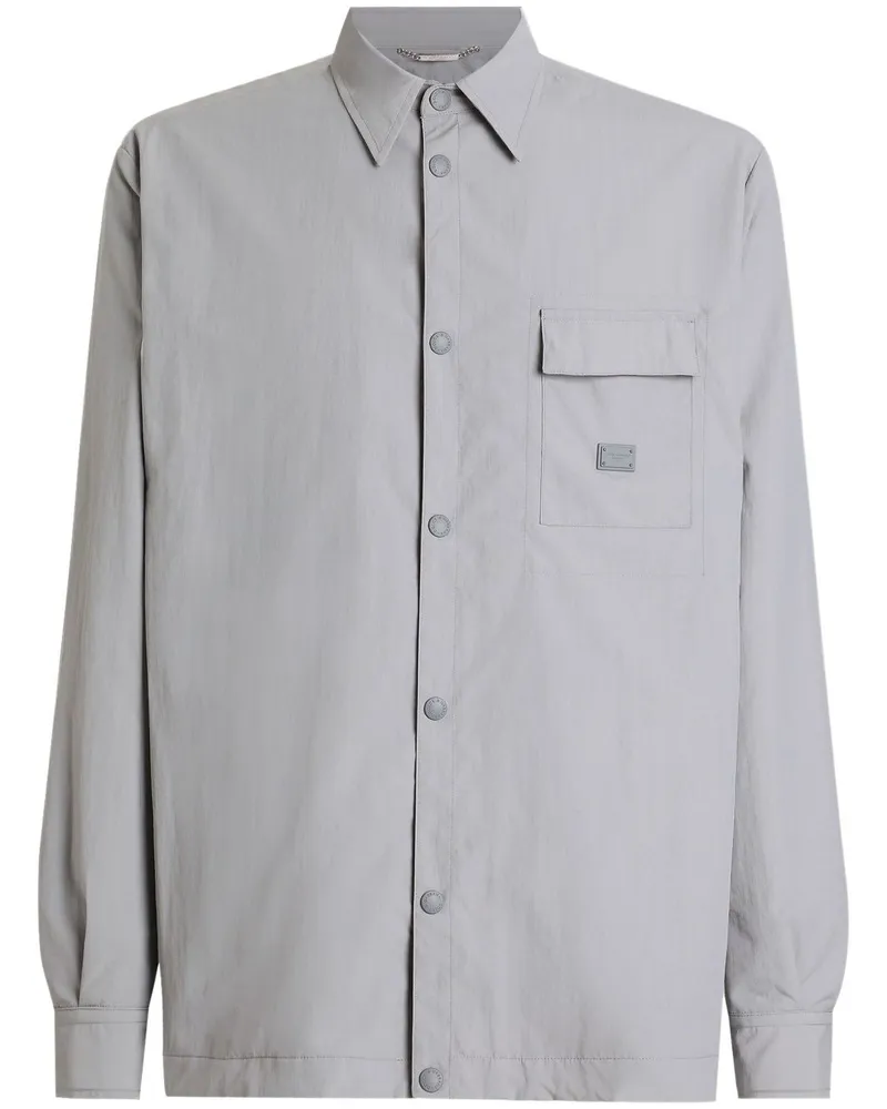 Dolce & Gabbana Hemdjacke mit Logo-Schild - Grau Grau