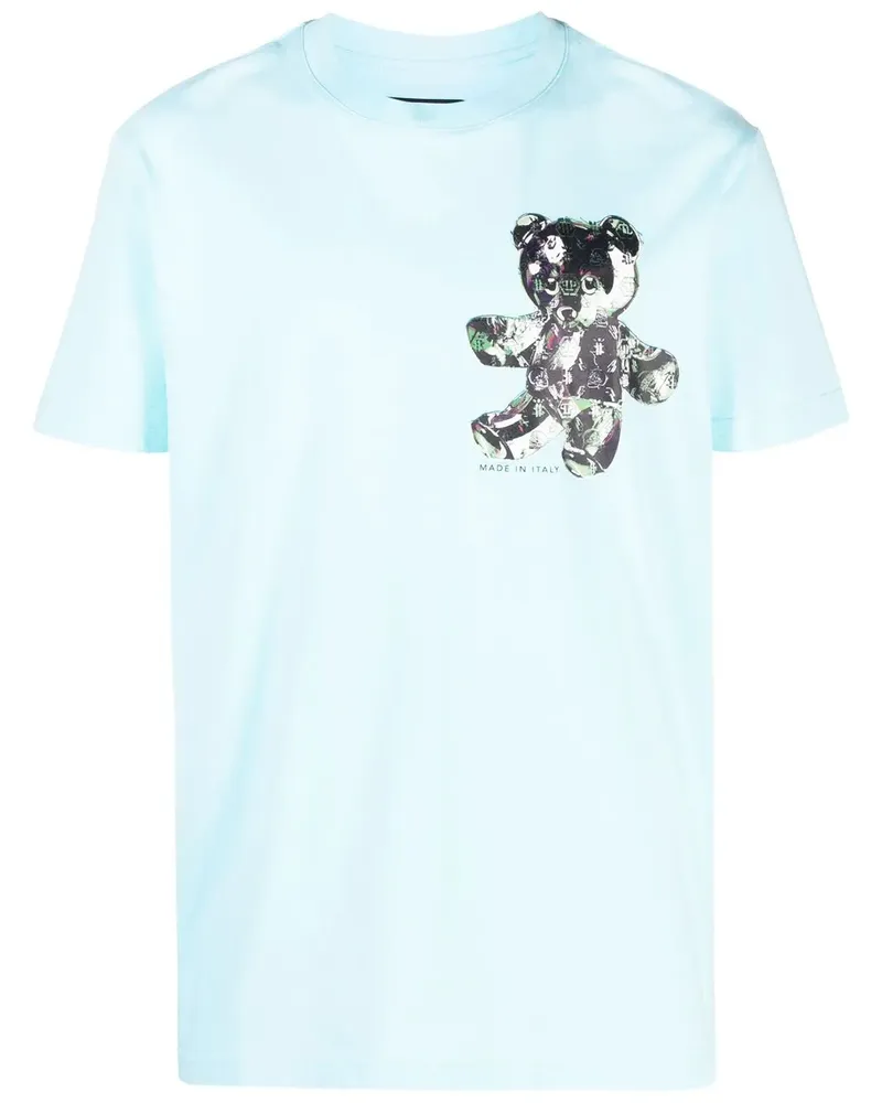 Philipp Plein T-Shirt mit Teddy Glass-Print - Blau Blau