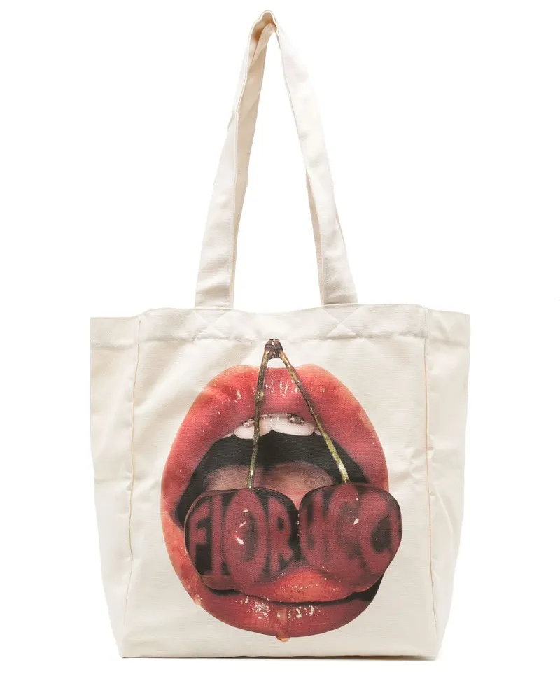 Fiorucci Tote Bag mit grafischem Print - Nude Nude