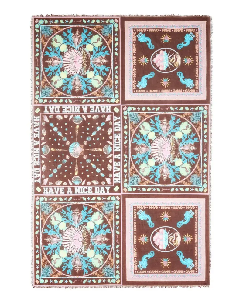 Ganni Schal mit Print - Braun Braun