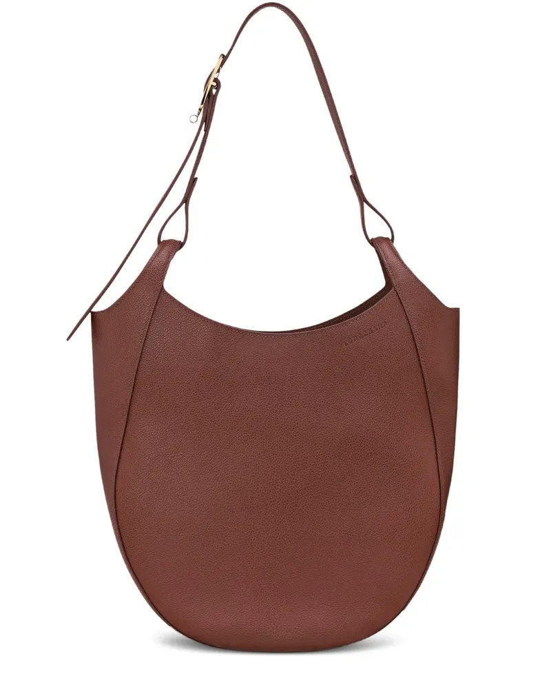 Longchamp Große Le Foulonné Schultertasche aus strukturiertem Leder - Braun Braun