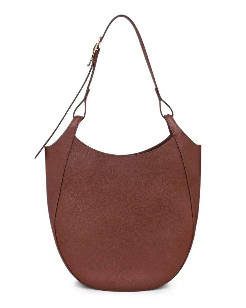 Longchamp Große Le Foulonné Schultertasche aus strukturiertem Leder - Braun Braun