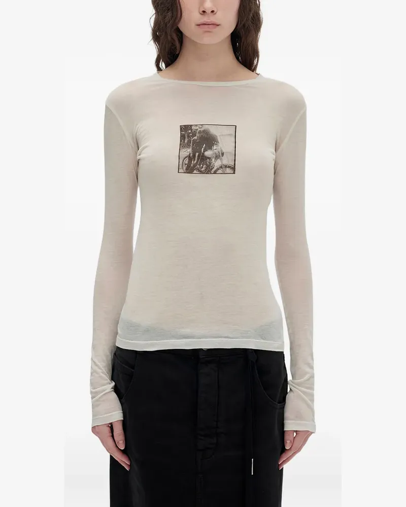 Ann Demeulemeester Fiene T-Shirt mit Print - Nude Nude
