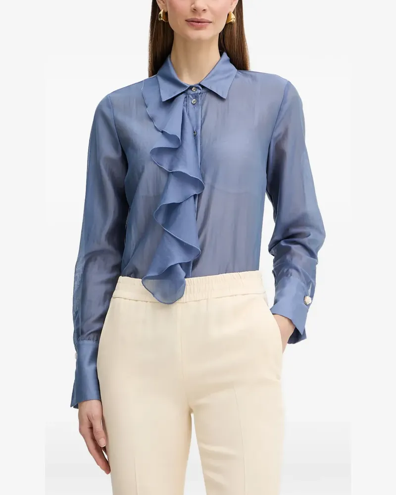 Fracomina Hemd mit Rüschenborten - Blau Blau