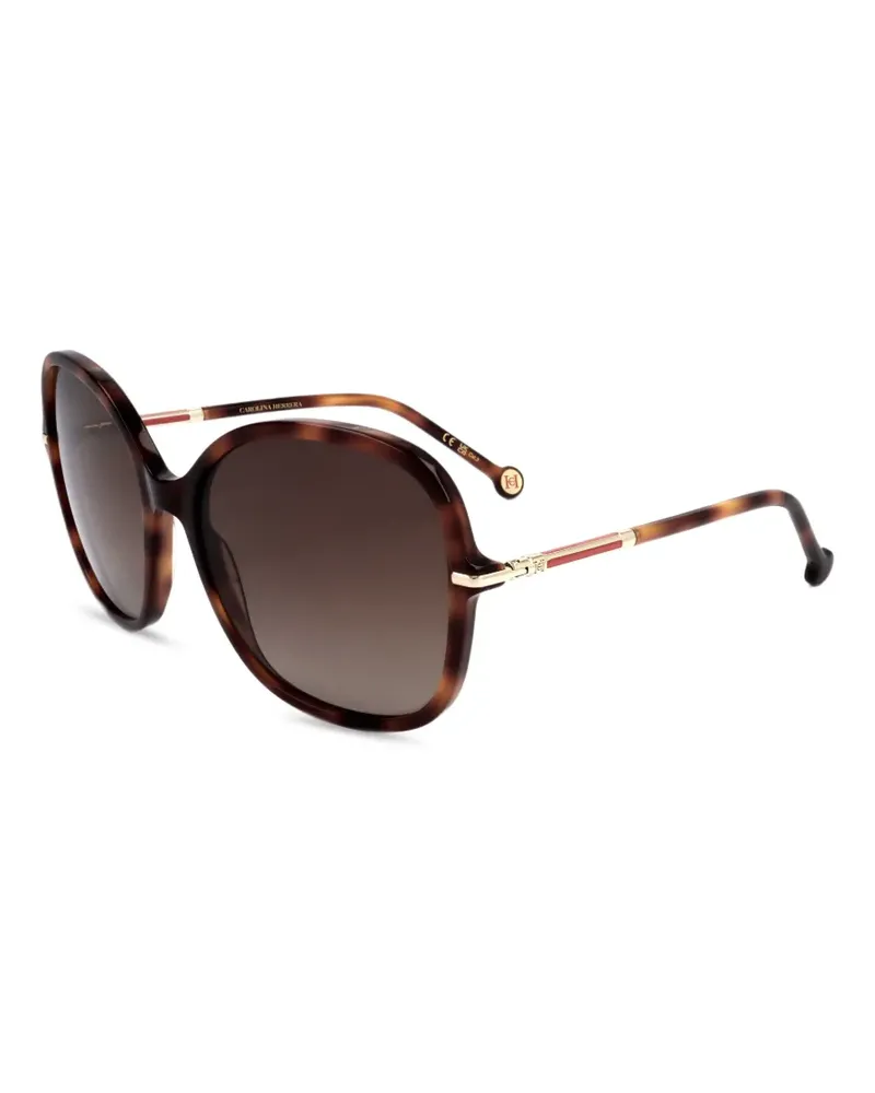 Carolina Herrera New York Runde Sonnenbrille in Schildpattoptik - Braun Braun