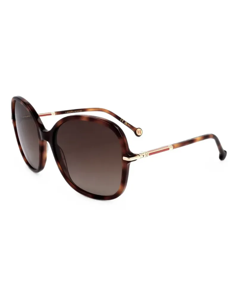 Carolina Herrera New York tortoiseshell-effect round-frame sunglasses - Braun Braun