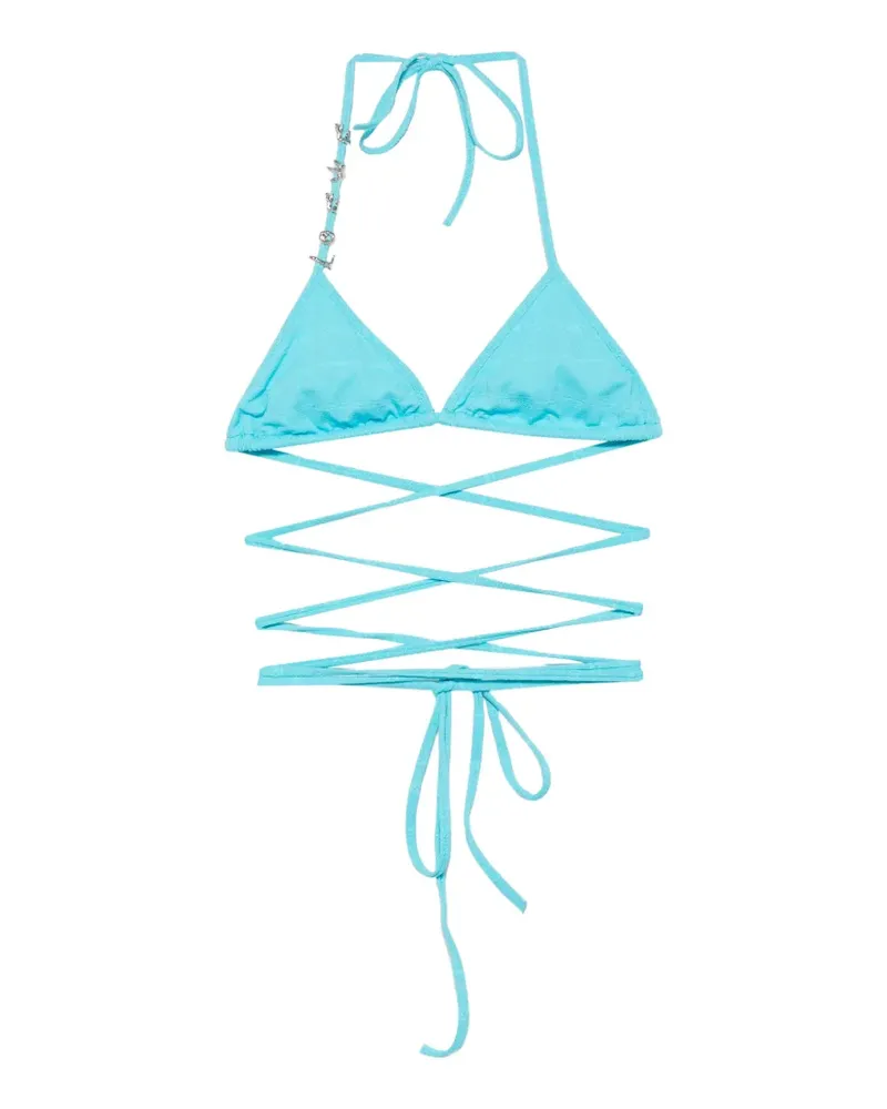 Loewe logo-charm wrap-around bikini top - Blau Blau
