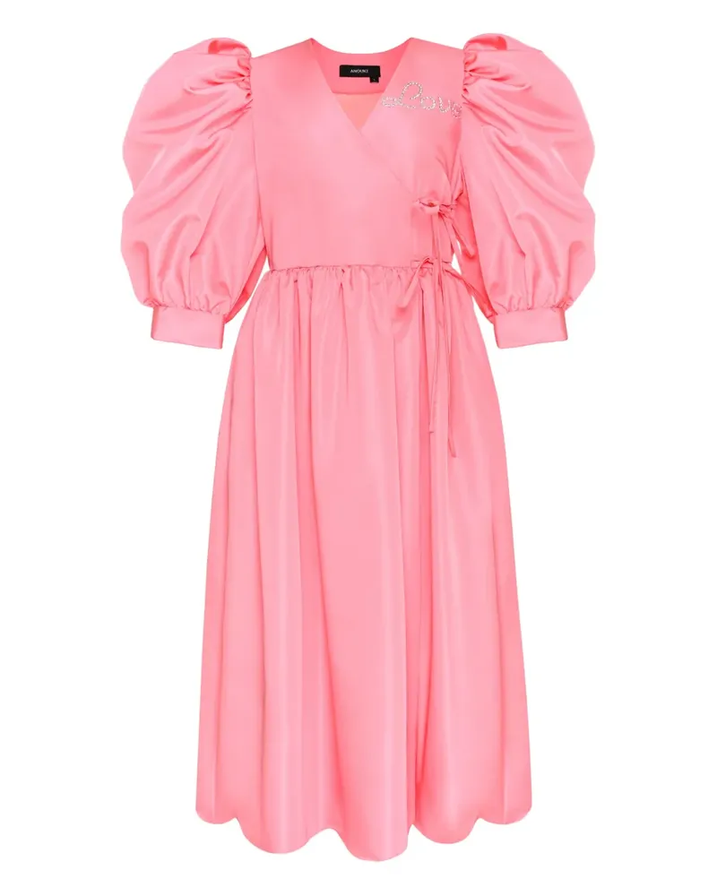 ANOUKI Wickelkleid mit Puffärmeln - Rosa Rosa