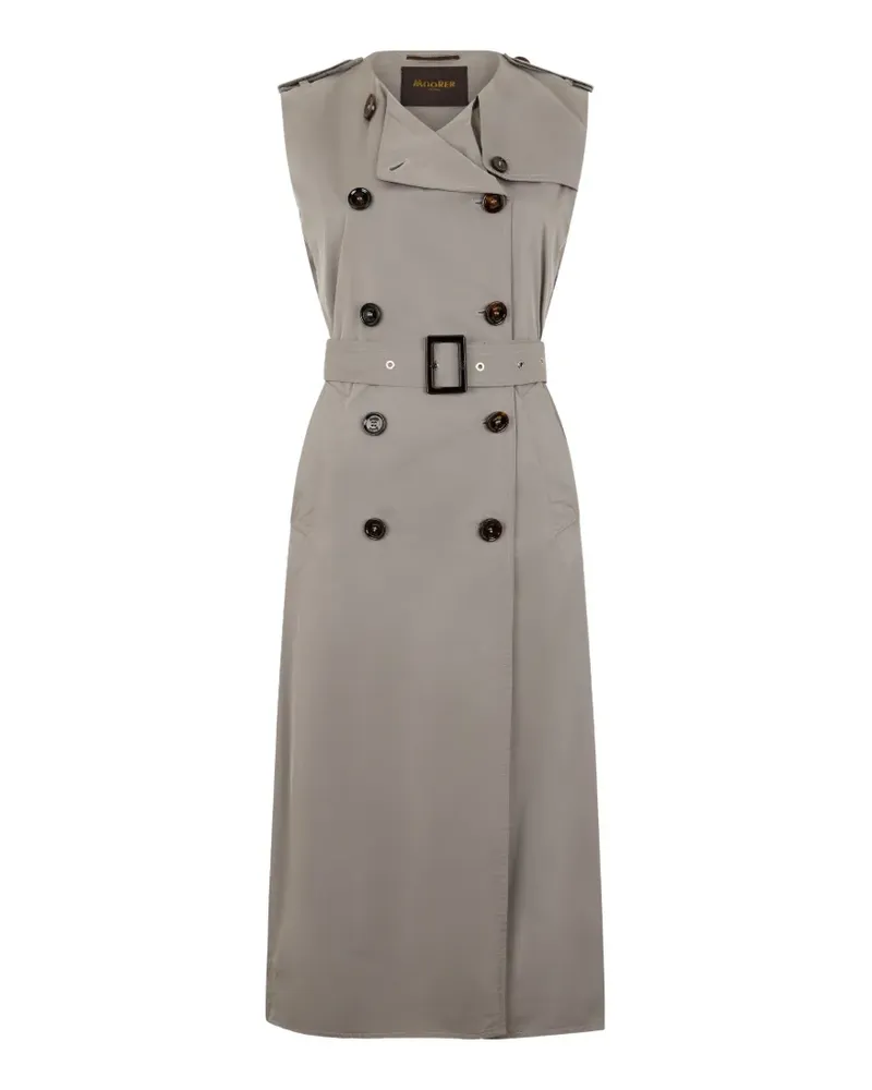 MOORER sleeveless double-breasted belted coat - Grau Grau
