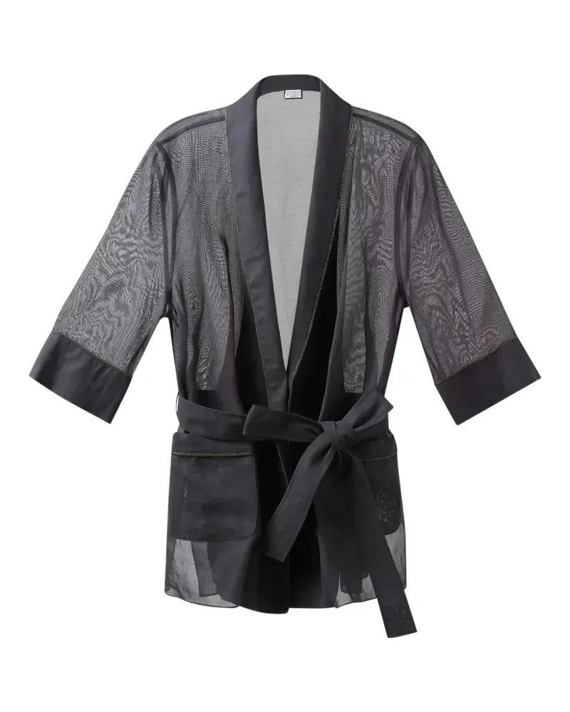 Brunello Cucinelli sheer belted jacket - Schwarz Schwarz