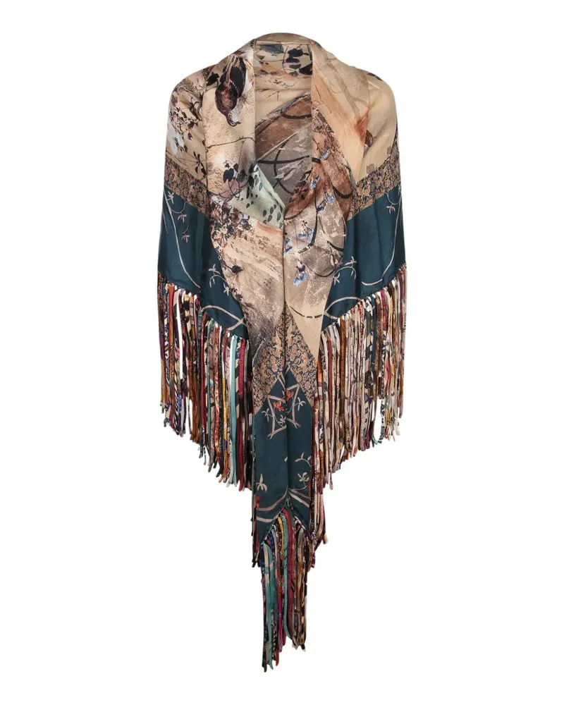 Pierre-Louis Mascia fringe-trimmed printed scarf - Nude Nude
