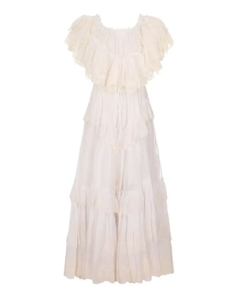 Chloé ruffled lace-embroidered maxi dress - Weiß Weiß