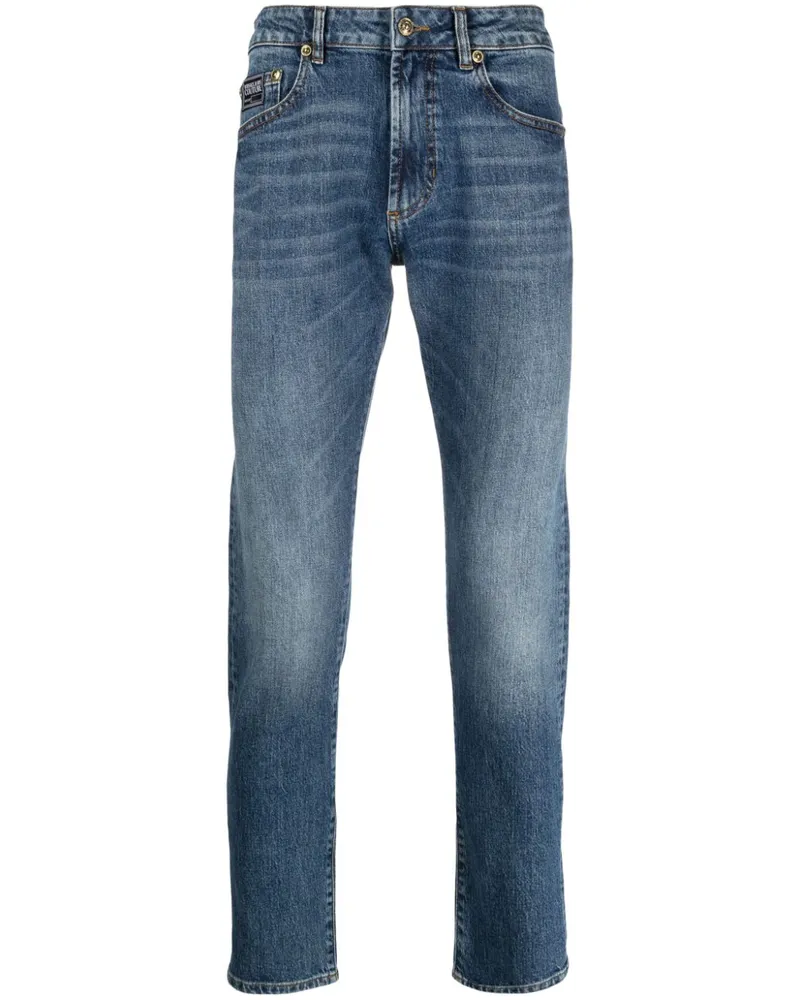 Versace Jeans Slim-Fit-Jeans mit Logo-Applikation Blau