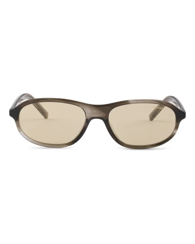 Prada Sonnenbrille mit ikonischem Metall-Schild - Grau Grau