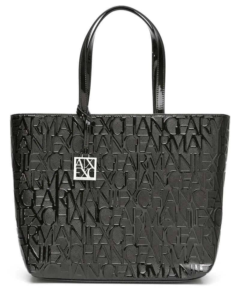 Armani Exchange Shopper mit Monogramm-Print - Schwarz Schwarz