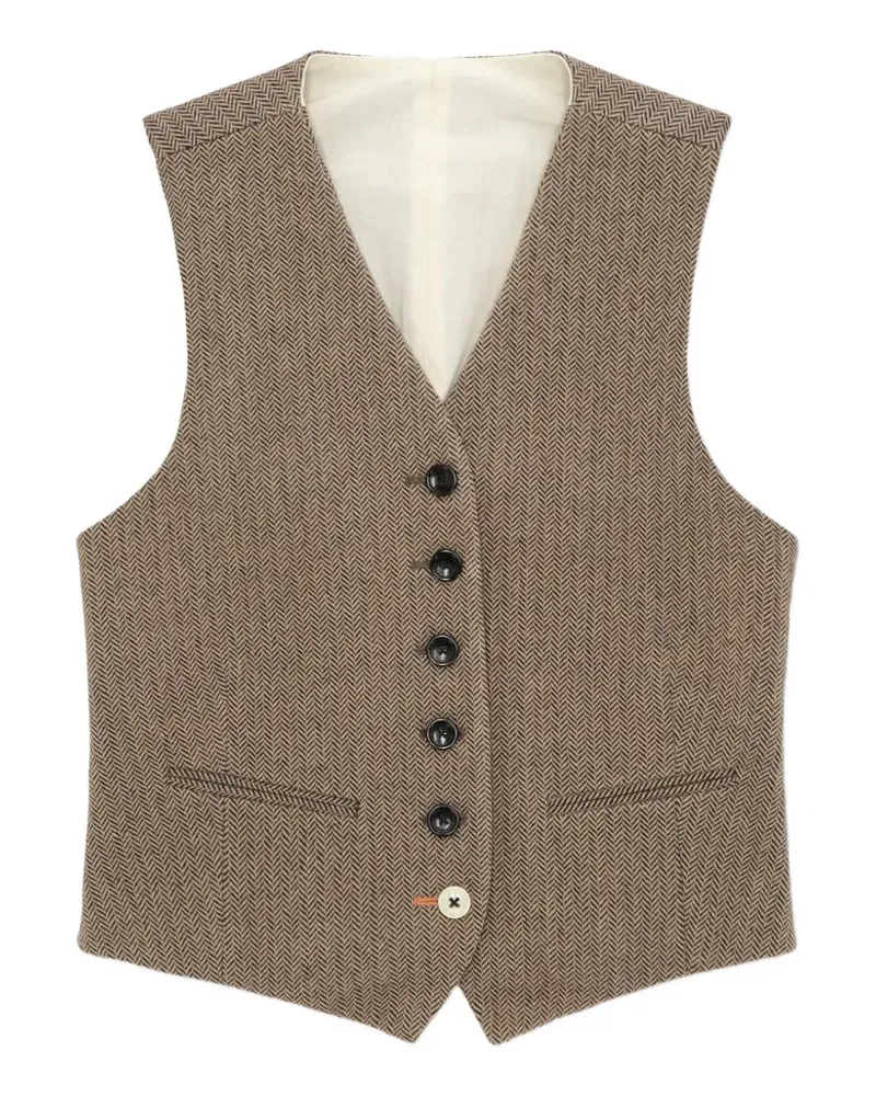 Fortela Demi herringbone single-breasted waistcoat - Braun Braun