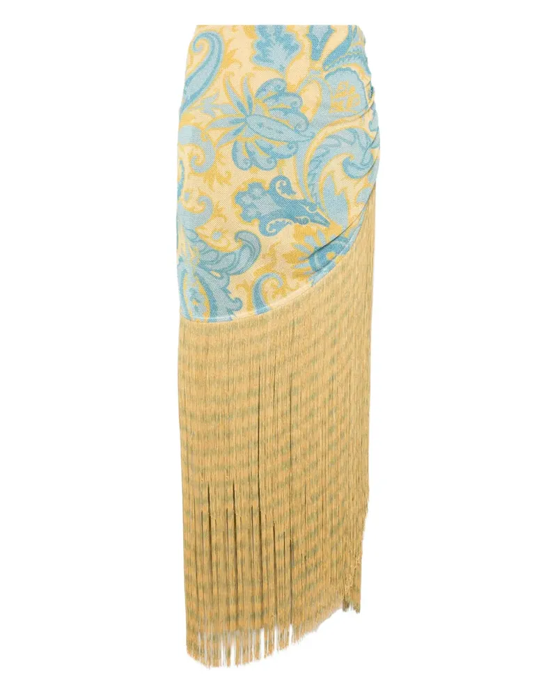 Etro Fransenrock mit Paisley-Print - Blau Blau