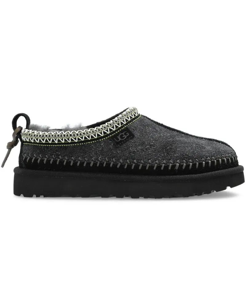 UGG Slipper aus Schafsleder mit Flechtbesatz - Schwarz Schwarz