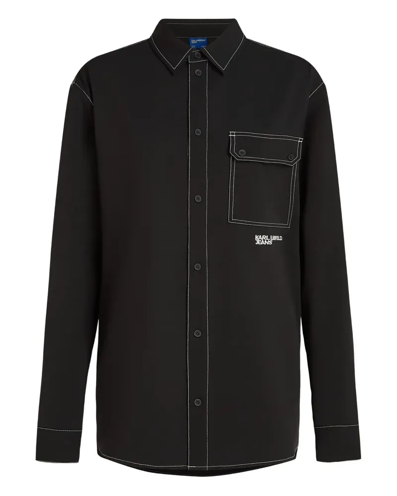Karl Lagerfeld Hemd mit Kontrastnähten - Schwarz Schwarz