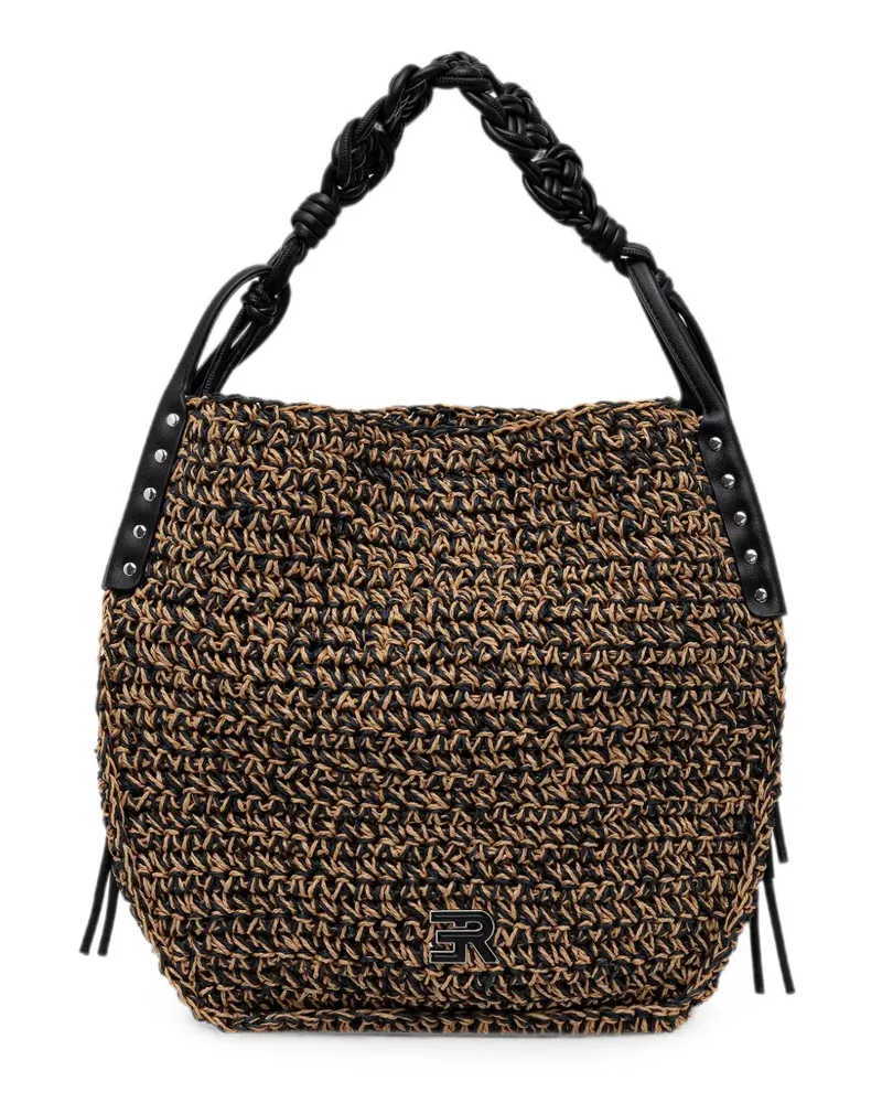 Ermanno Scervino Hobo-Tasche aus Raffiabast mit Flechtgriff - Braun Braun