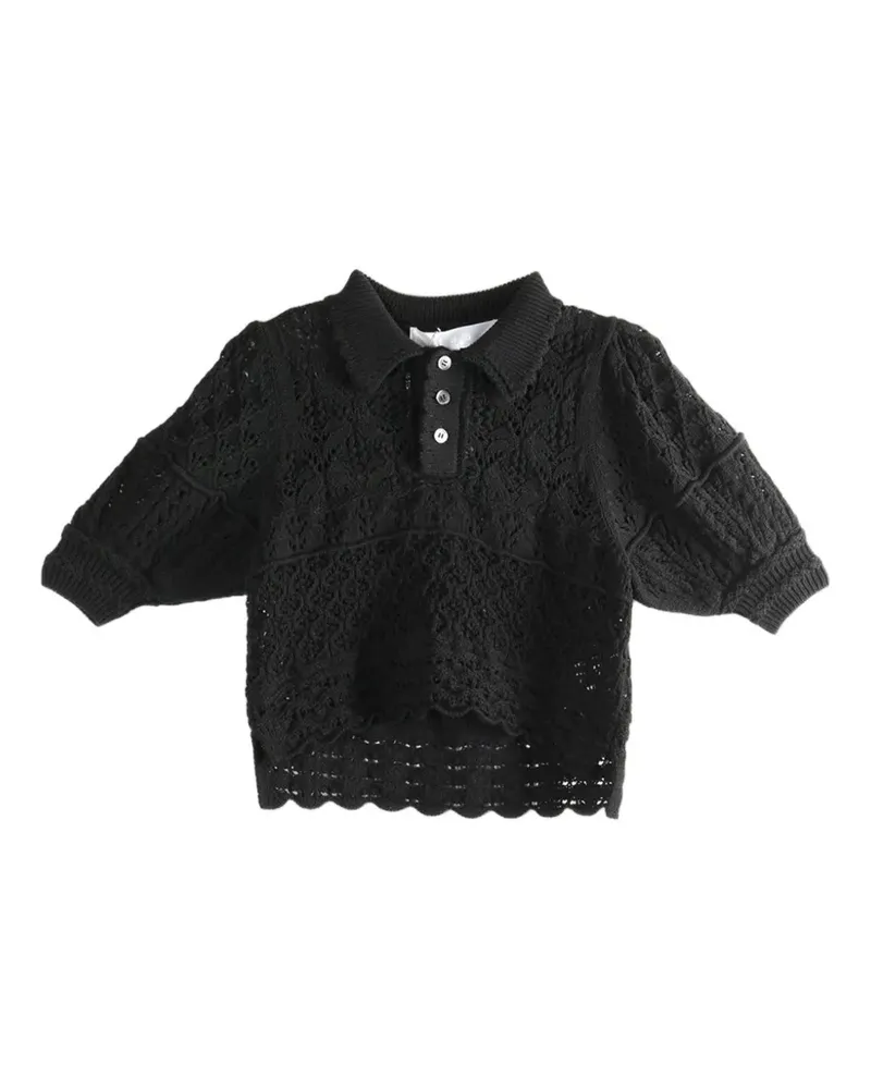 Comme des Garçons crochet polo top - Schwarz Schwarz