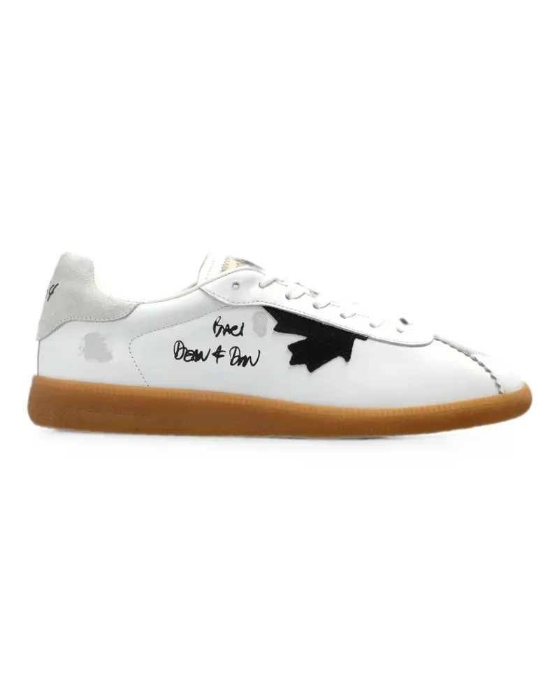 Dsquared2 Rebel maple-leaf appliqué leather sneakers - Weiß Weiß
