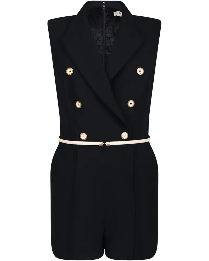 Elisabetta Franchi Playsuit mit Logo-Schild - Schwarz Schwarz