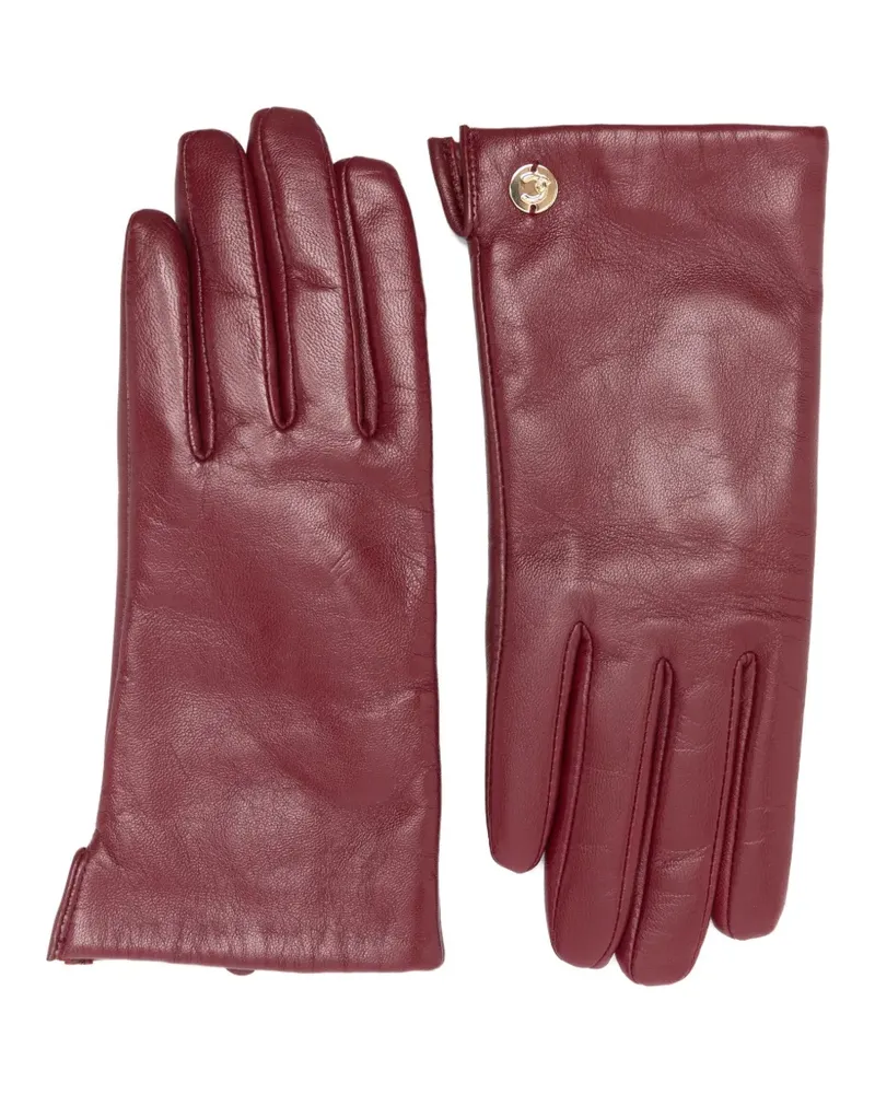 Coccinelle button-detail leather gloves - Rot Rot