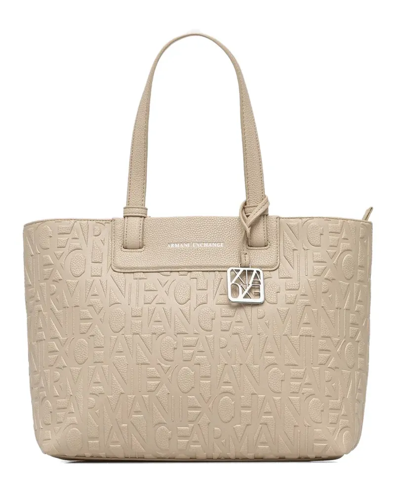 Armani Exchange logo-embossed charm-detail tote bag - Nude Nude