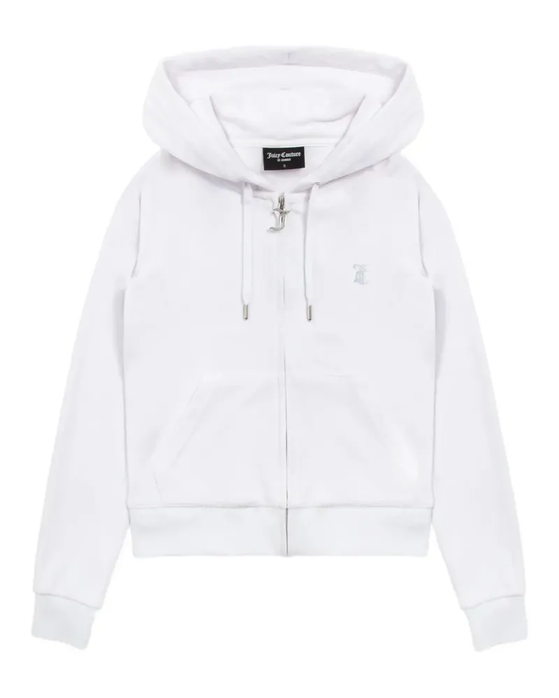 Juicy Couture Velours-Hoodie mit Strass-Logo - Weiß Weiß