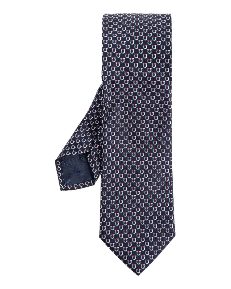 Ferragamo Seidenkrawatte mit Gancini-Muster - Blau Blau
