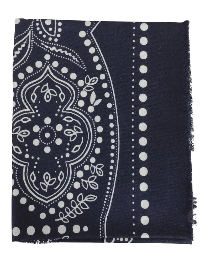 Max Mara Educated fringed patterned scarf - Blau Blau