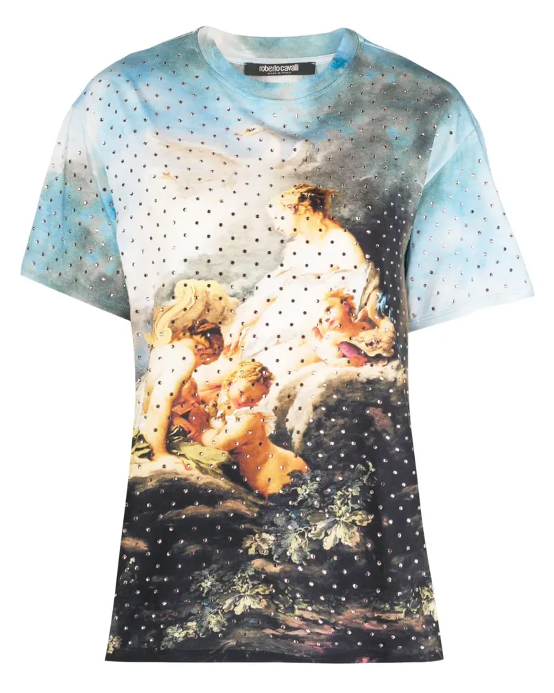 Roberto Cavalli T-Shirt mit grafischem Print - Blau Blau