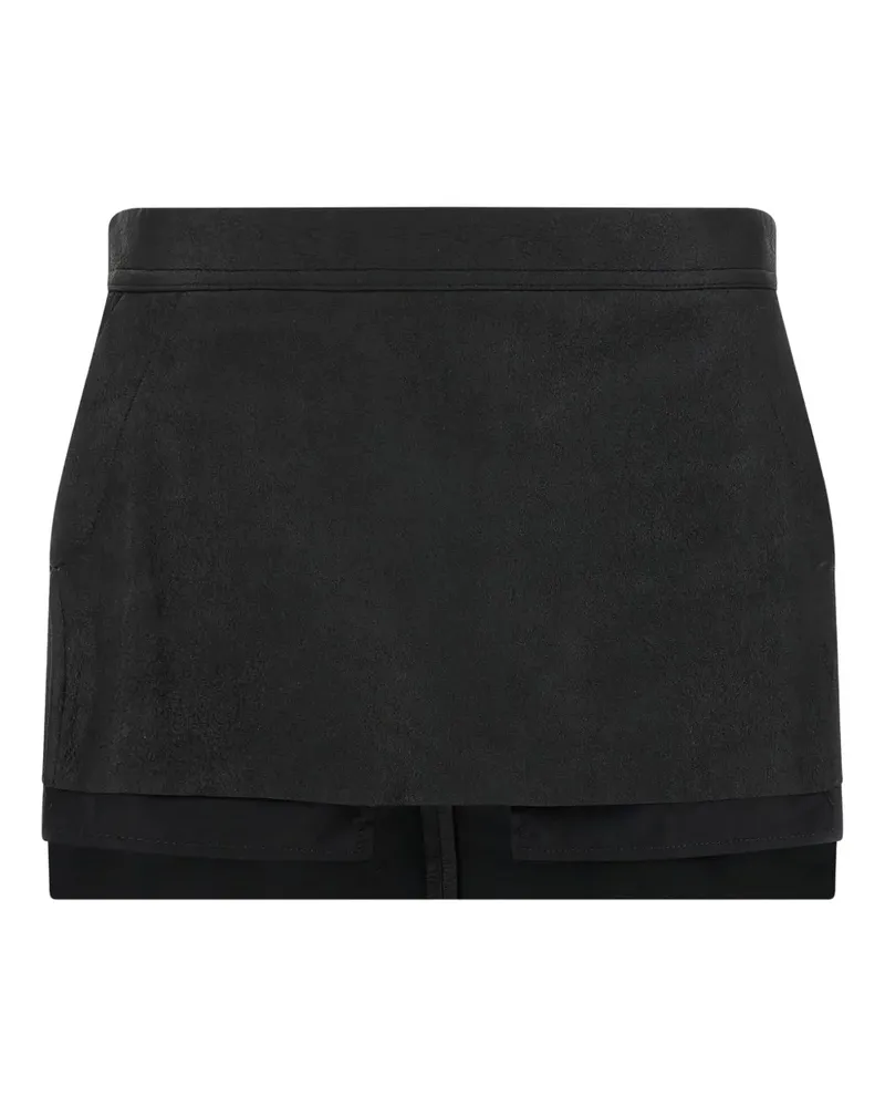 Rick Owens Asymmetrischer Lederrock - Schwarz Schwarz